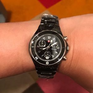 Black ceramic Michele ladies watch. NWT.